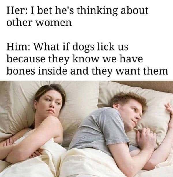 40 Times the "I Bet He's Thinking About Other Women Memes" Nailed It 40 What if a dog licks us