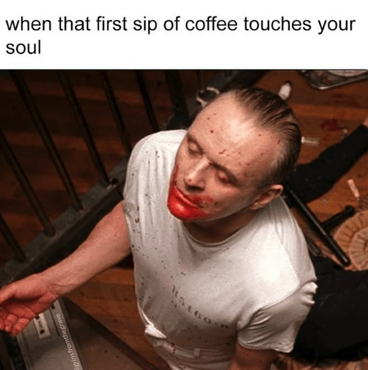 first sip of coffee