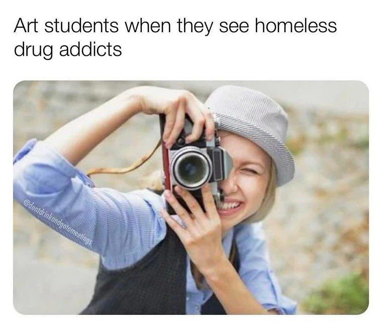 Art students when they see homeless guy