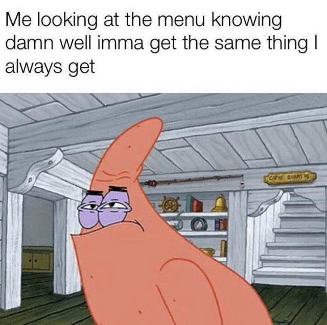 Me looking at the menu
