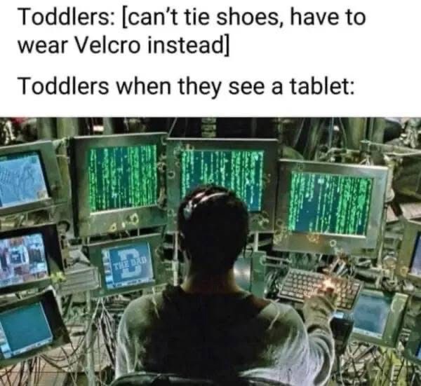 20 Memes Your Brain Will Try to Return but No Refunds Allowed 18 Toddlers when they see tablet