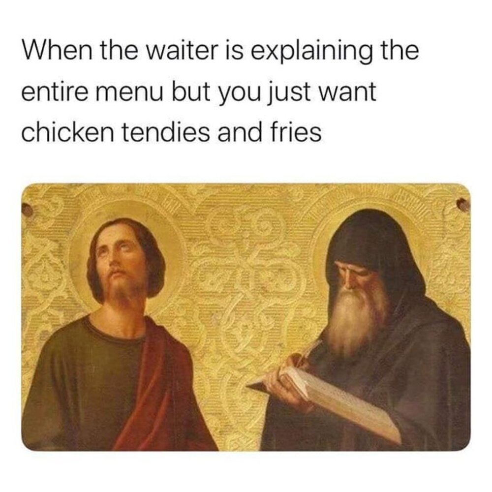 Waiter is explaining