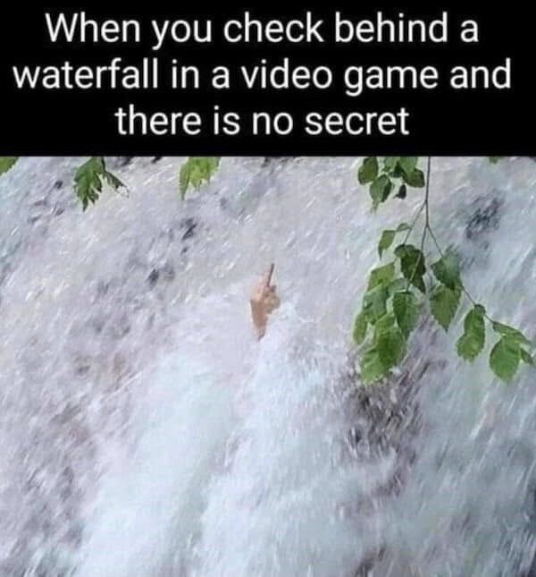 behind a waterfall