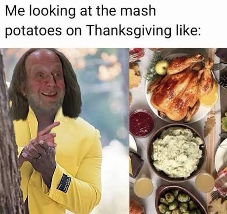 looking at mashed potato