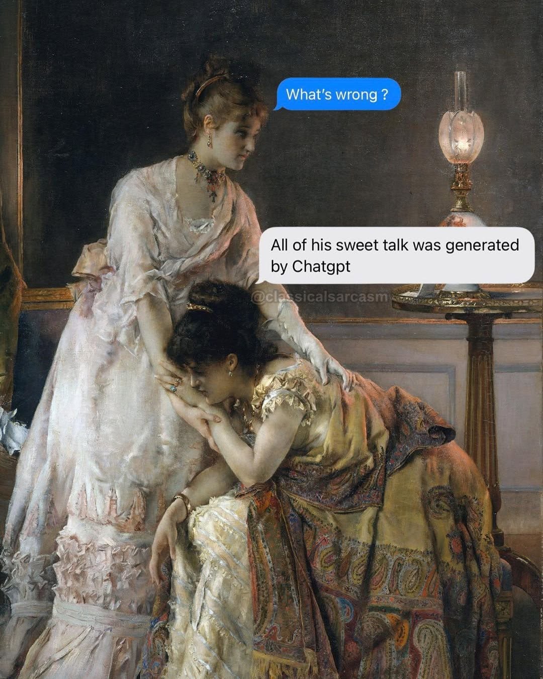 40 Sarcastic Art Memes That Put a Modern Twist on Classical Masterpieces 38 All od his sweet talk