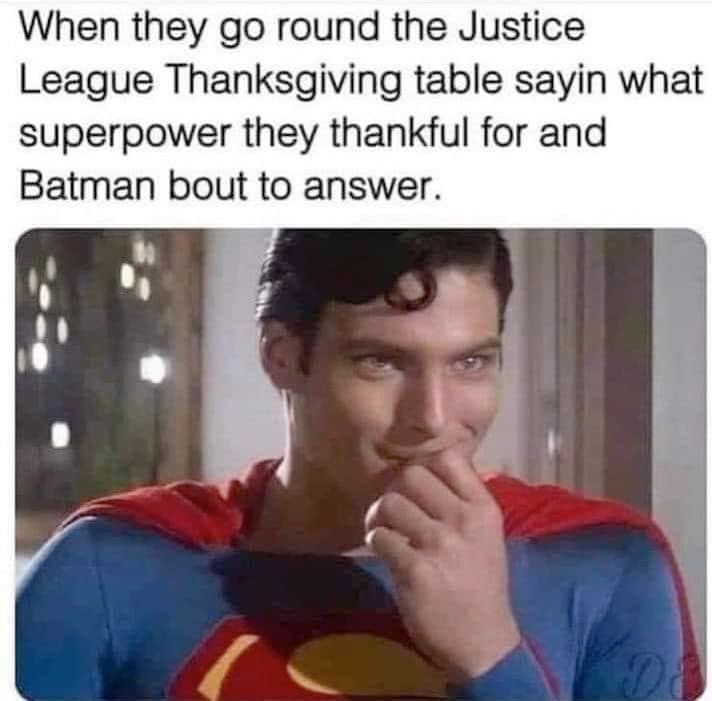Justice league thanksgiving table