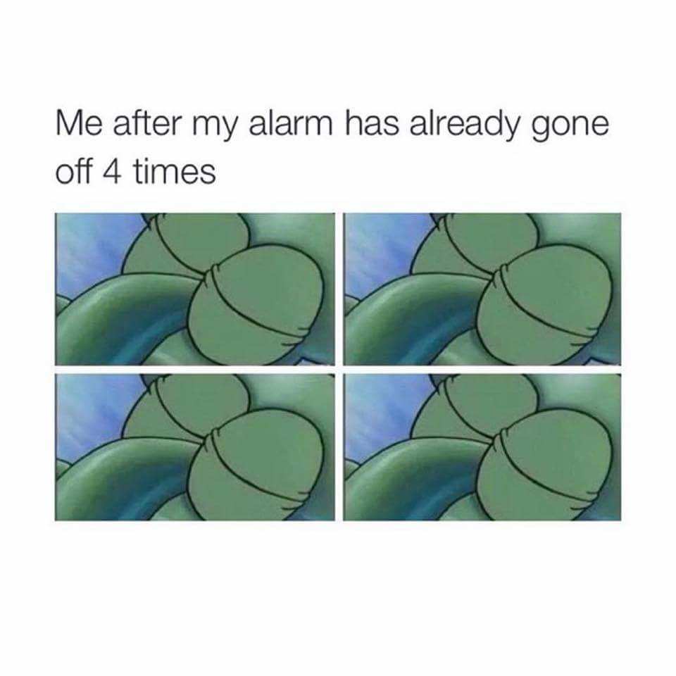 Me after my alarm has already gone off 4 times