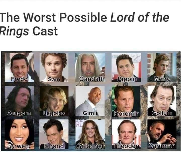 20 Memes That Have Nothing to Do with Politics, and Everything to Do with Laughter 17 Worst possible lotr cast