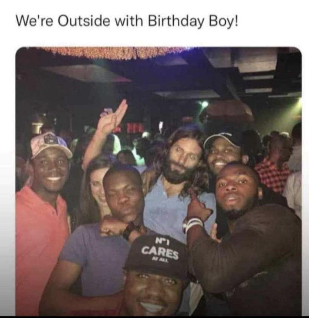 out side with birthday boy