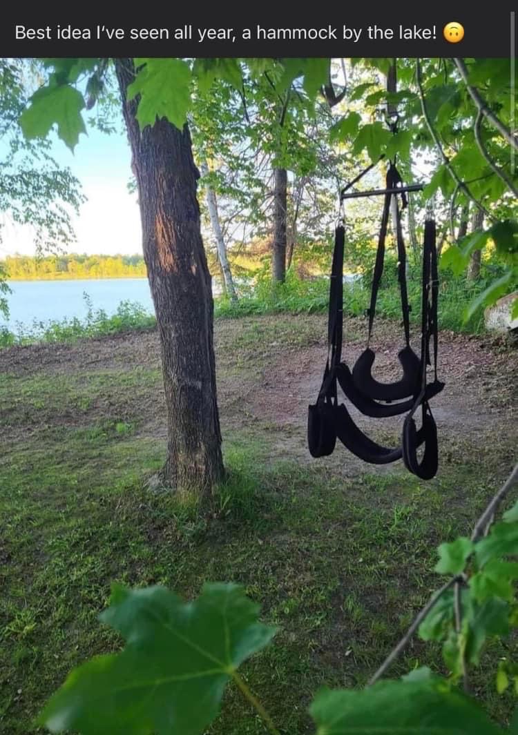 A hammock by lake