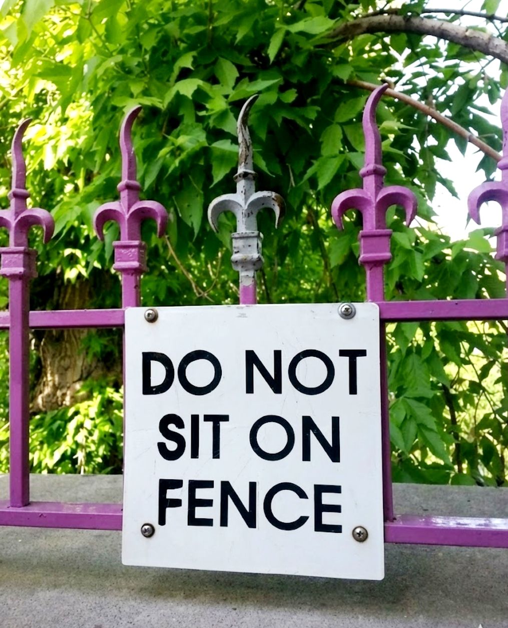 Do not sit on fence