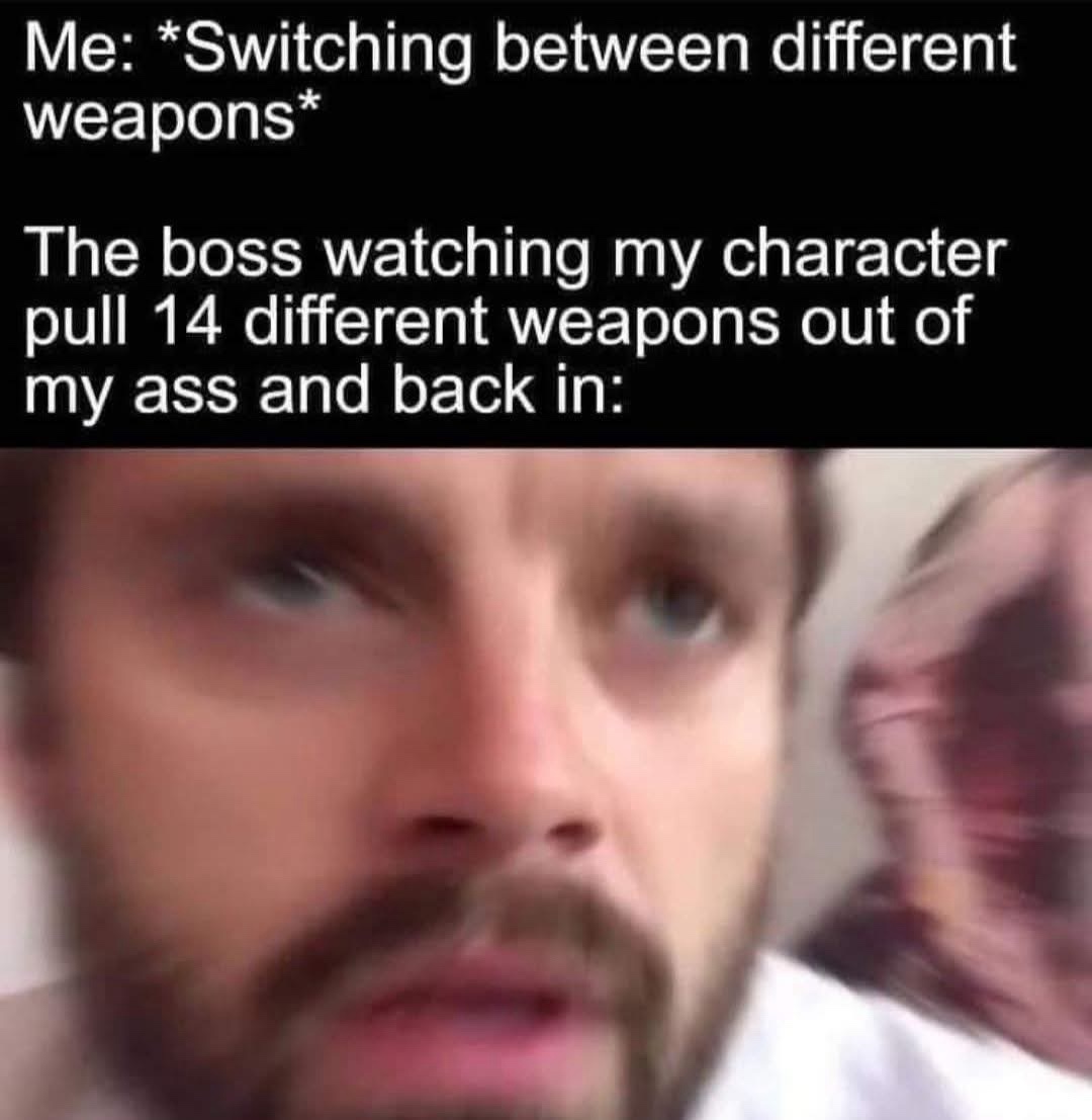 20 Memes That Exist Because Why Not 16 Switching between different weapons