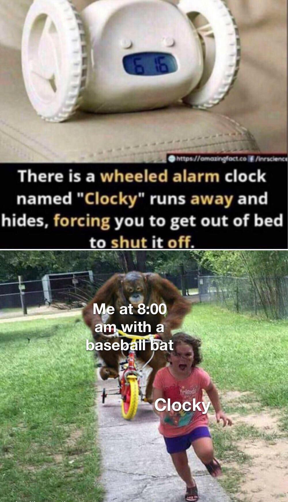 Wheeled alarm clocka