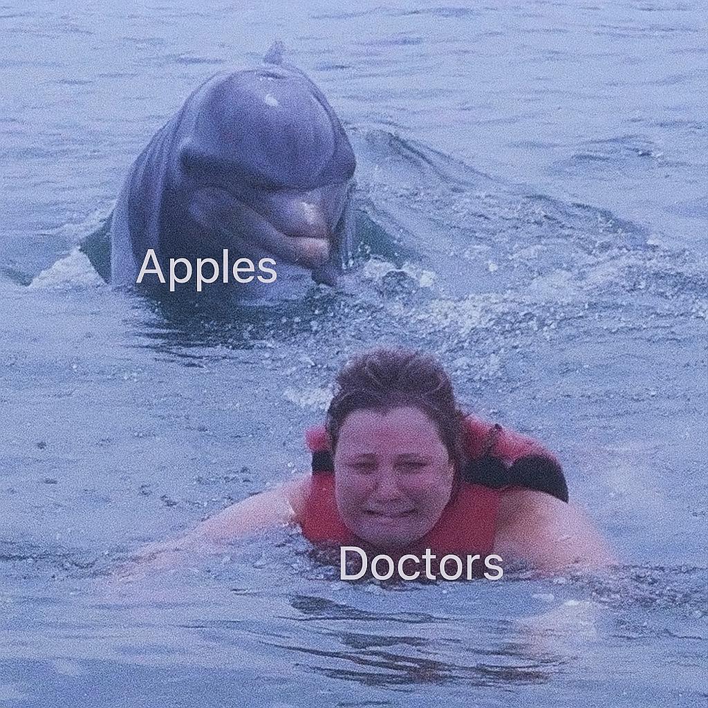 20 Doctor Memes That Prescribe Laughter Instead of Antibiotics 2 apples vs doctors