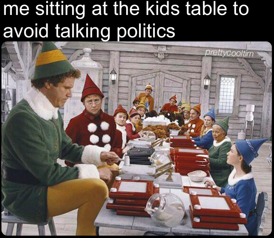 Sitting at kids table