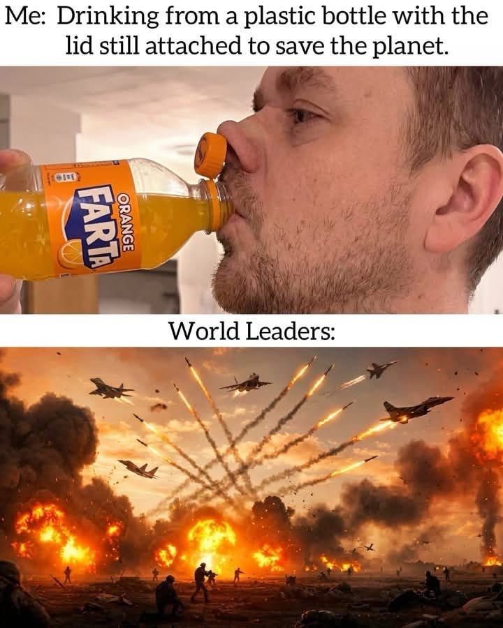 20 Memes That Feel Like Context Took the Day Off 8 Drinking from plastic bottle