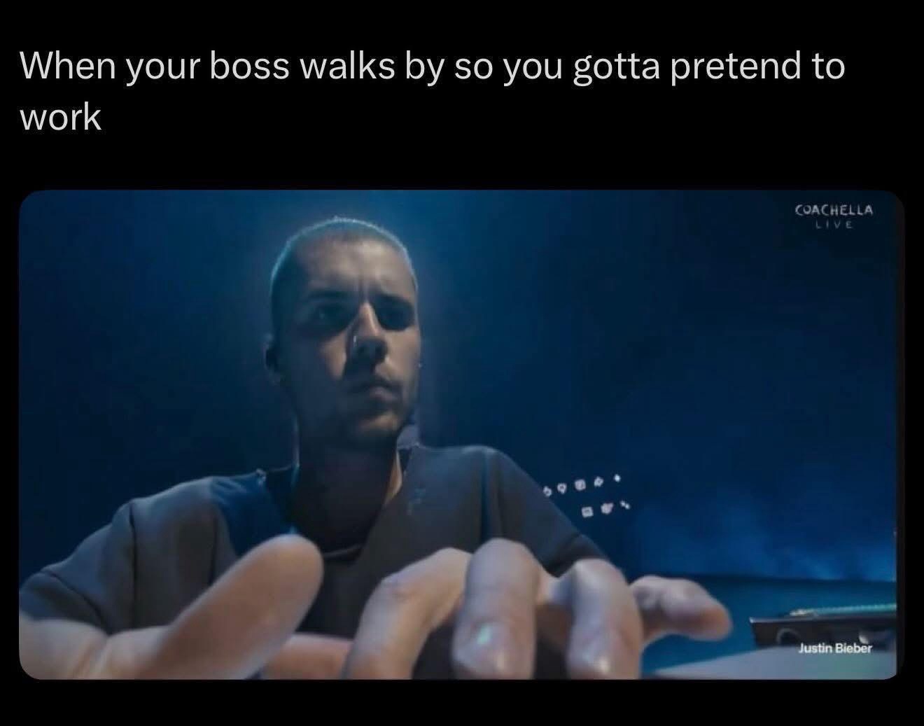 Boss walks by