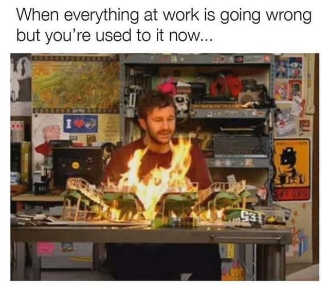 20 Office Memes That Laugh While Everything Is on Fire 17 used to it