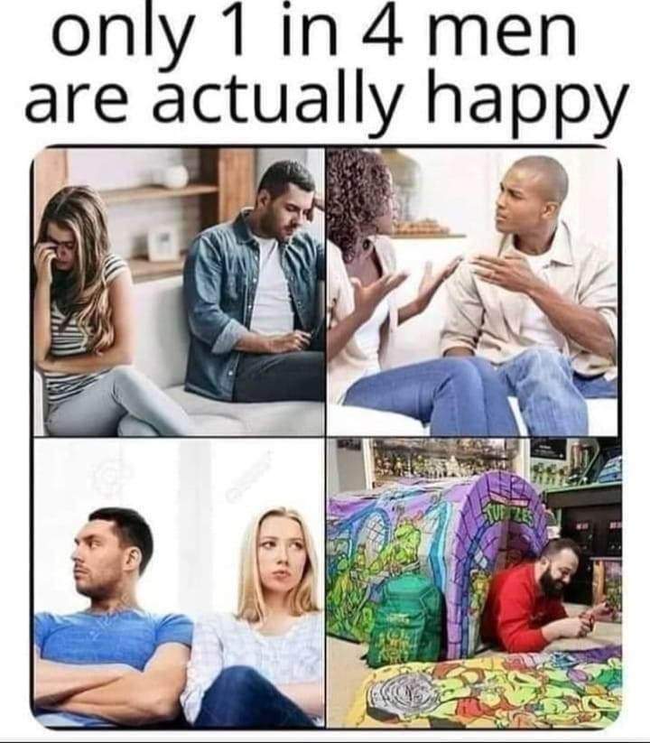 1 in 4 men are happy