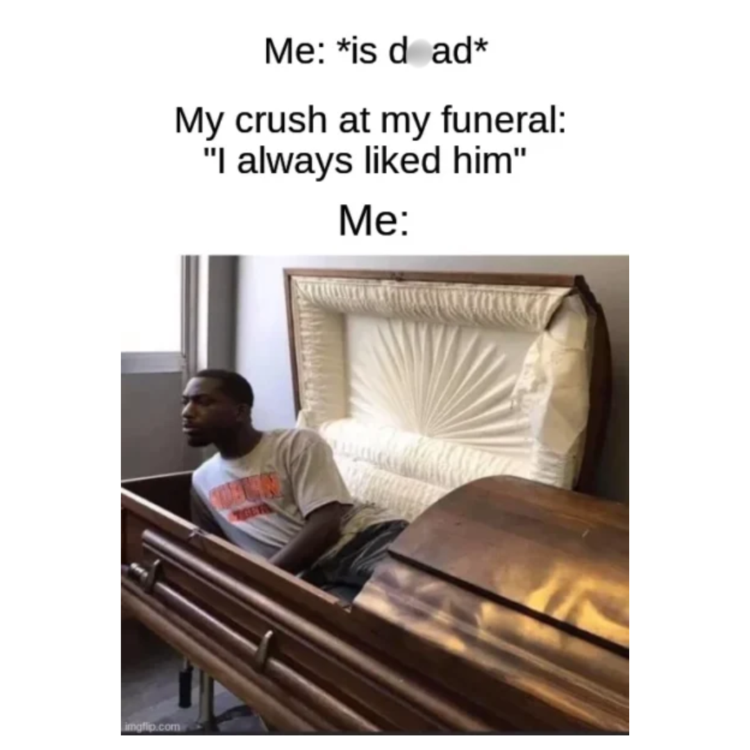 30 Crush Memes That Sum Up the Awkwardness of Secret Admirations 16 My crush at funeral - Crush Memes