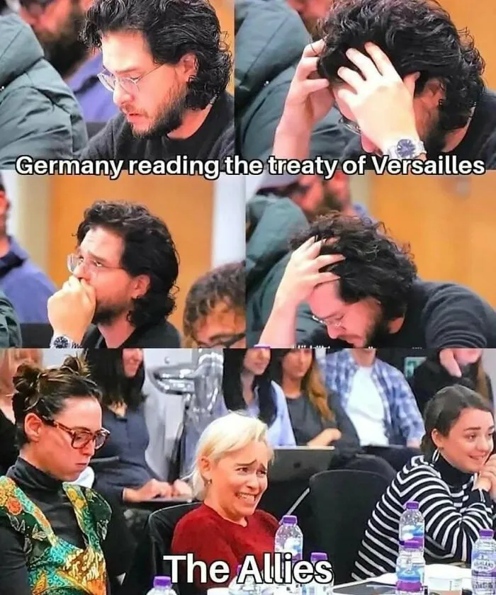 20 Savage History Memes That Prove The Past Had Absolutely No Chill 5 germany reading the treaty
